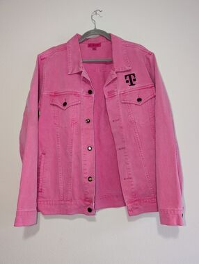 T Mobile Pink Denim Jacket Size medium